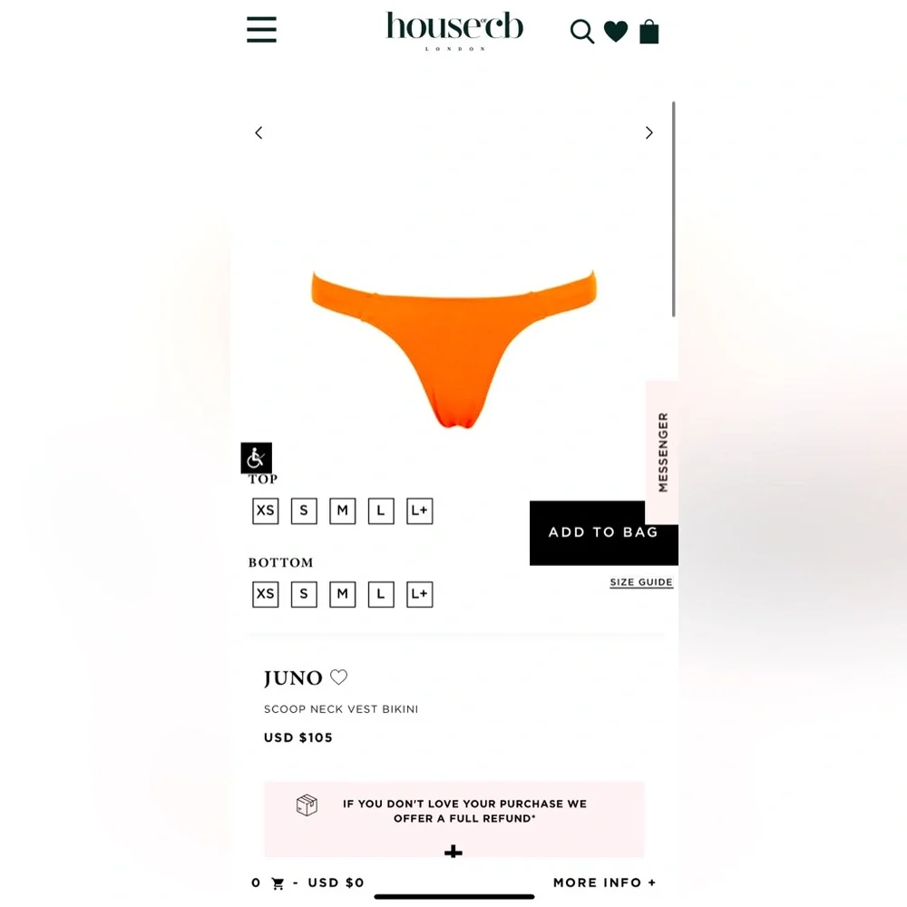 House of CB Juno Bathing Suit Bottoms Briefs Neon Orange Size XS NEW WITH TAGS
